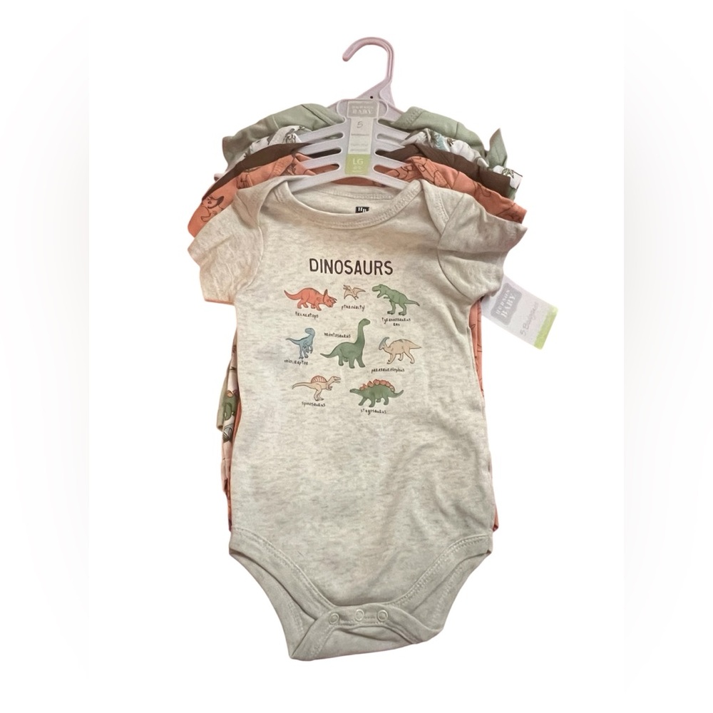 Hudson Baby Dinosaur Bodysuit Set - Light Gray, Green, Orange